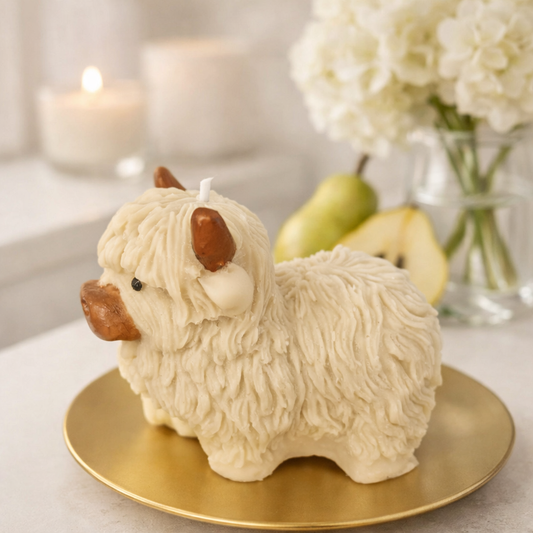 Highland Cow English Pear & Freesia Scented Candle