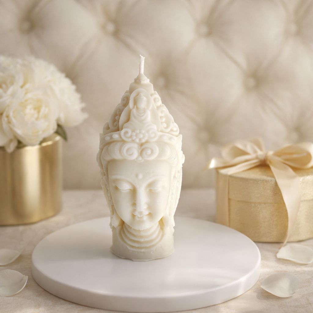 Buddha Head Soy Wax Candle – Calm Aromatherapy Scented