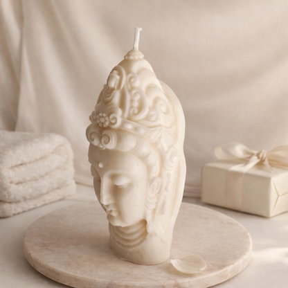 Buddha Head Soy Wax Candle – Calm Aromatherapy Scented