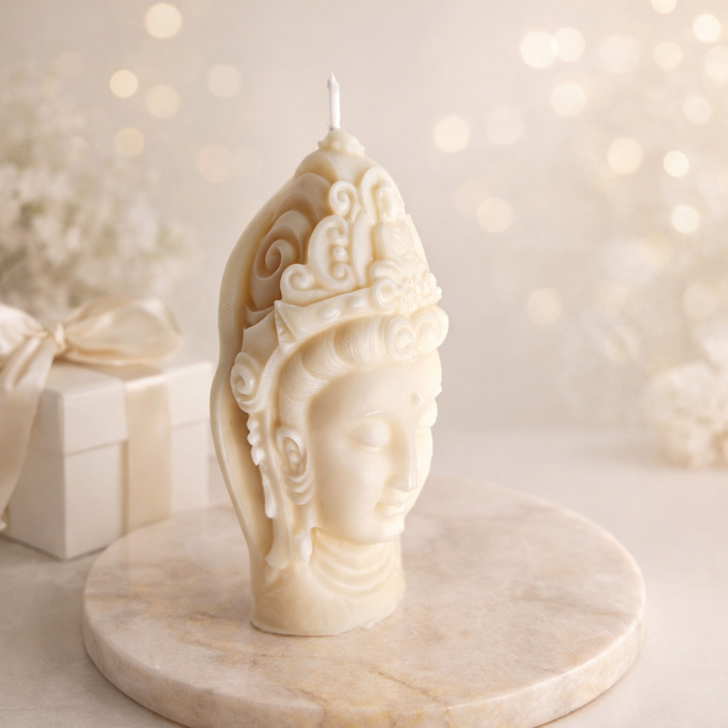 Buddha Head Soy Wax Candle – Calm Aromatherapy Scented