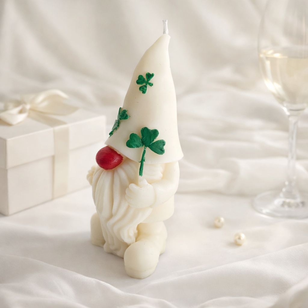 Lucky Charm Gnome Soy Wax Candle – Fresh Linen Scented