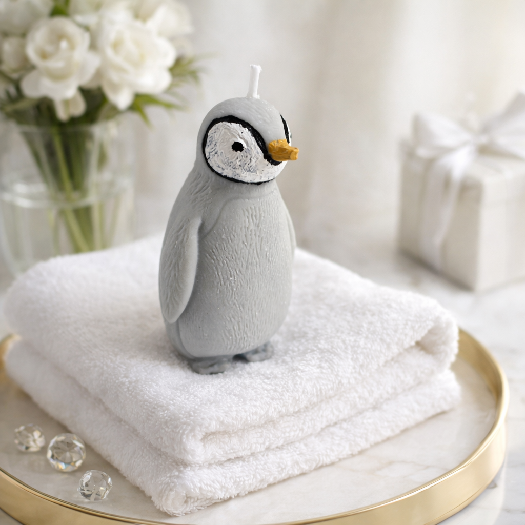 Baby Penguin Soy Wax Candle - Fresh Linen Scented