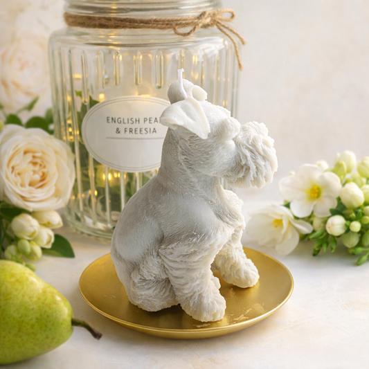 "Sophie" the Schnauzer Dog Freesia Scented Candle