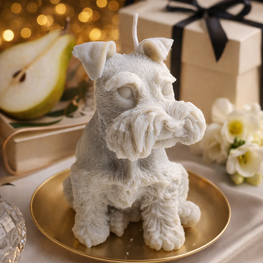 "Sophie" the Schnauzer Dog Freesia Scented Candle