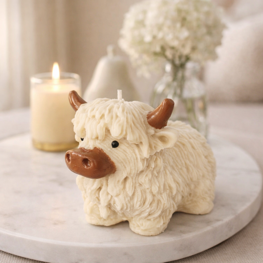 Highland Cow English Pear & Freesia Scented Candle