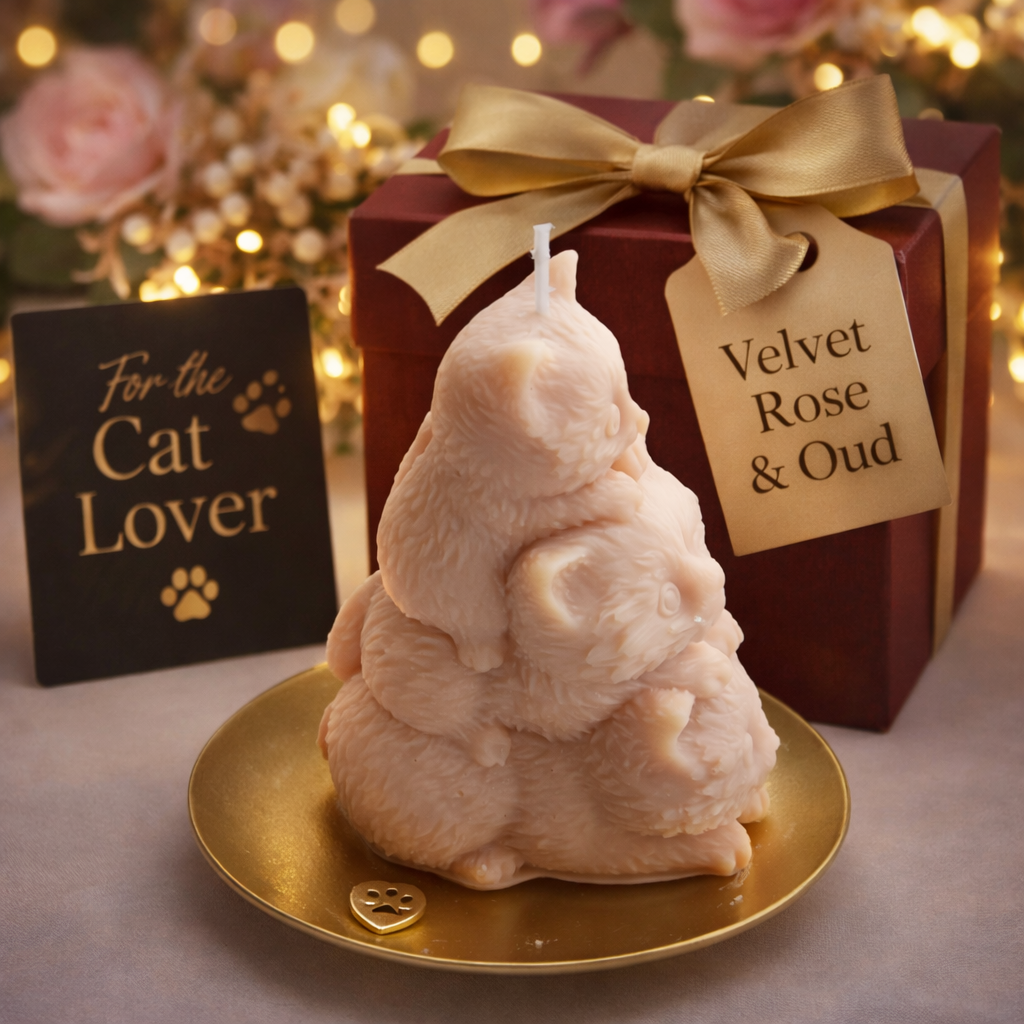 Stacked Cats Velvet Rose & Oud Scented Candle