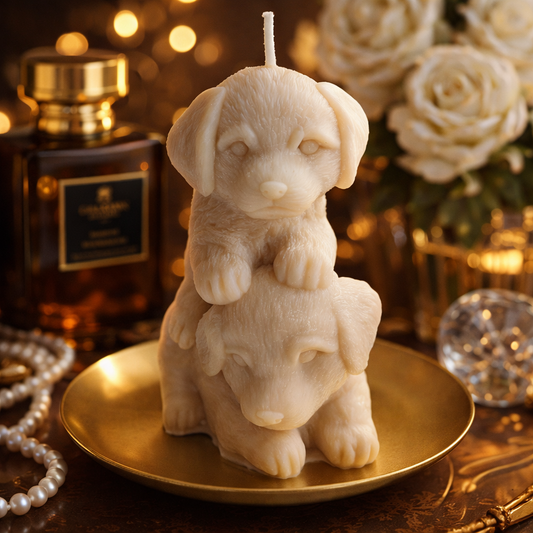 Stacked Labrador Dogs Handmade Orange Scented Candle