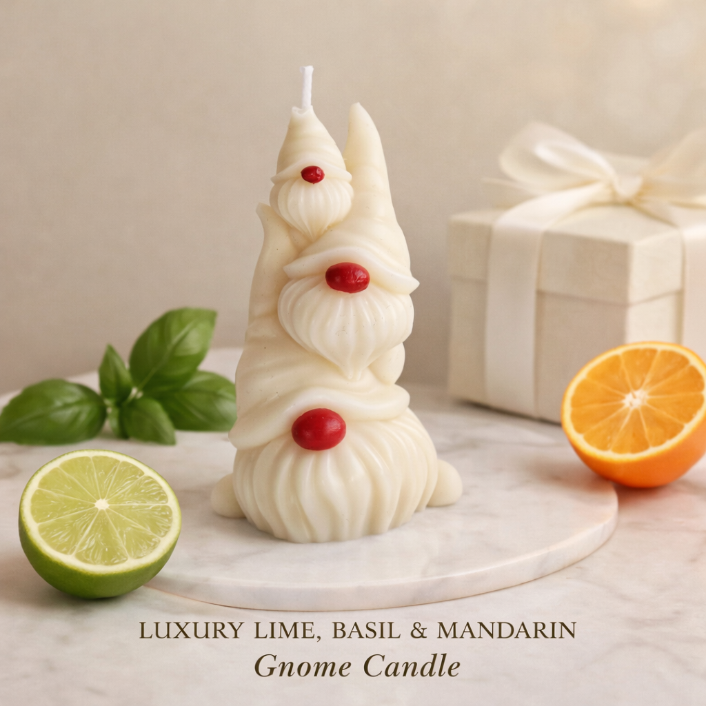 Stacked Gnomes Soy Wax Candle - Luxury Lime, Basil & Mandarin Scented