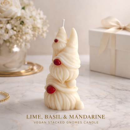 Stacked Gnomes Soy Wax Candle - Luxury Lime, Basil & Mandarin Scented