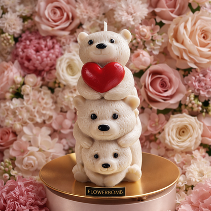 Teddy Bears with a Heart Flower Bomb Scented Candle