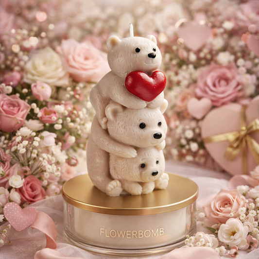 Teddy Bears with a Heart Flower Bomb Scented Candle