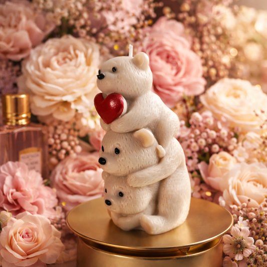 Teddy Bears with a Heart Flower Bomb Scented Candle