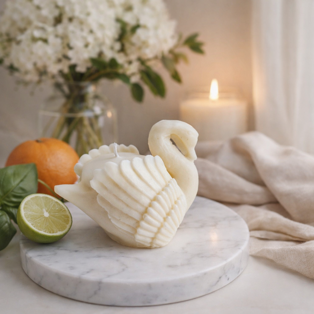 Swan Soy Wax Candle - Lime, Basil &amp; Mandarin Scented
