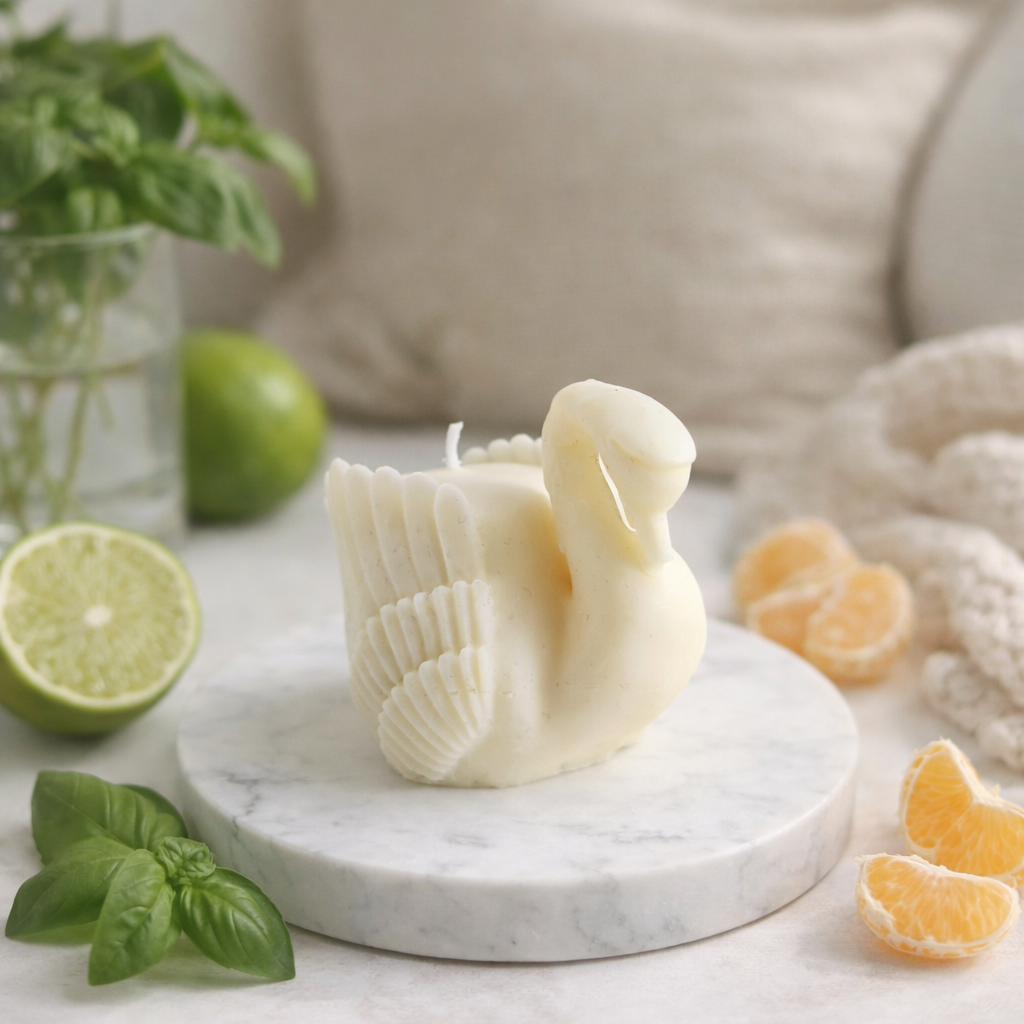Swan Soy Wax Candle - Lime, Basil &amp; Mandarin Scented