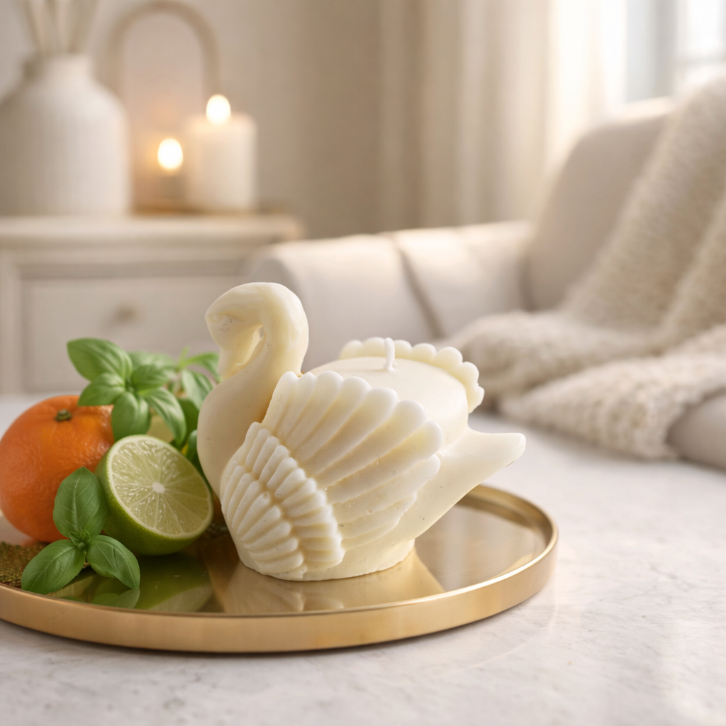 Swan Soy Wax Candle - Lime, Basil &amp; Mandarin Scented