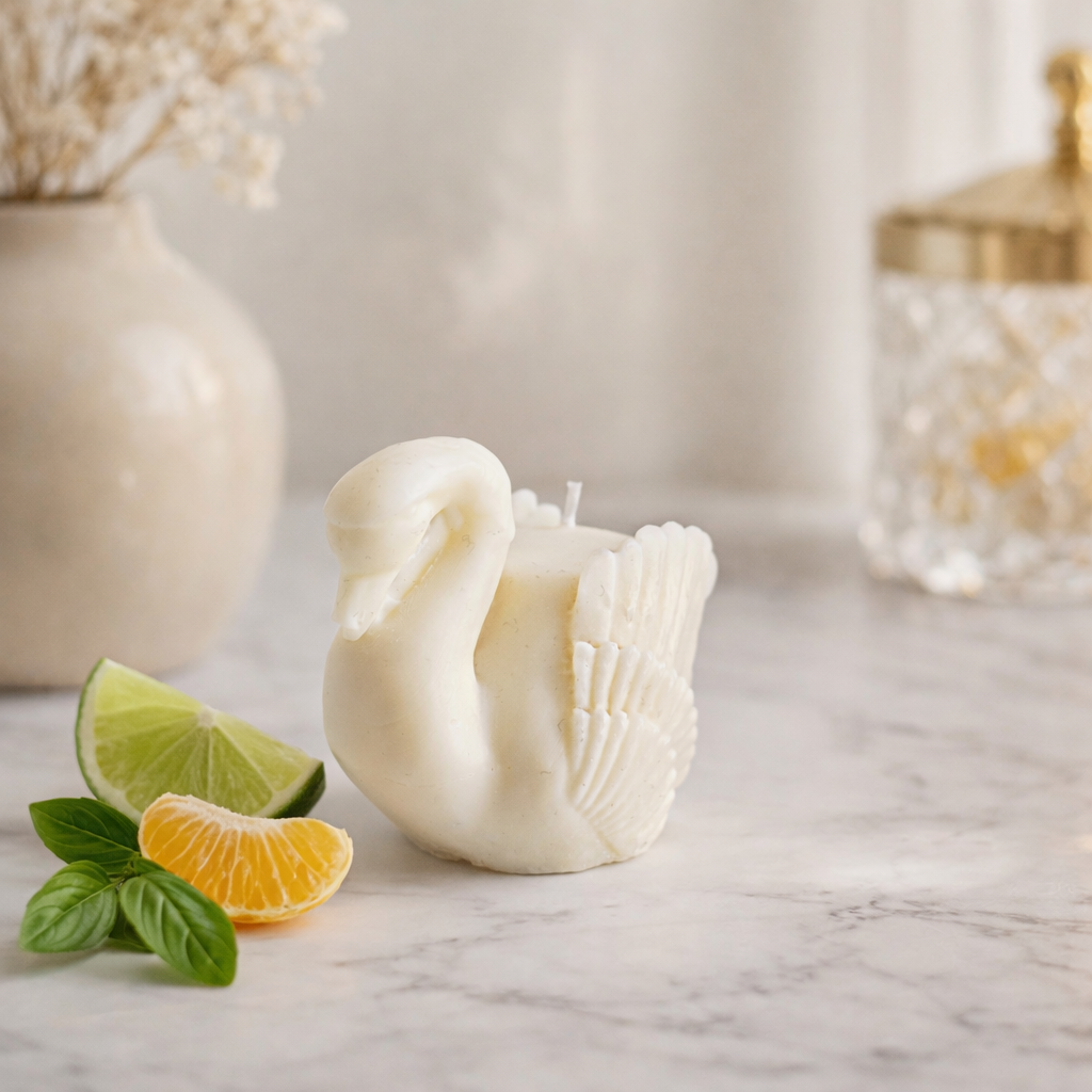 Swan Soy Wax Candle - Lime, Basil &amp; Mandarin Scented